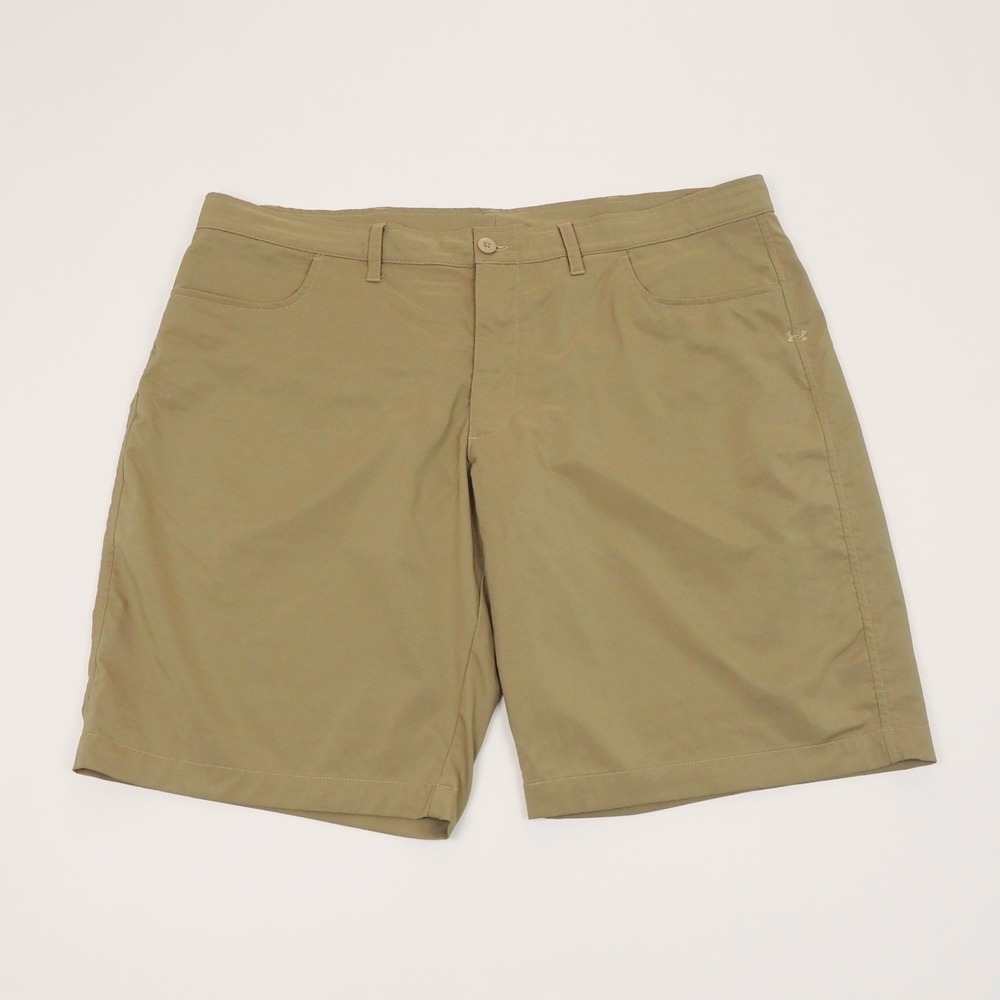 Under Armour UA Tech Golf Shorts Mens 42 Khaki Brown Loose Performance Blend